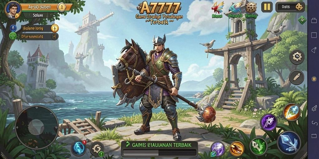 Tangkapan layar gameplay menampilkan strategi pertempuran di A7777.