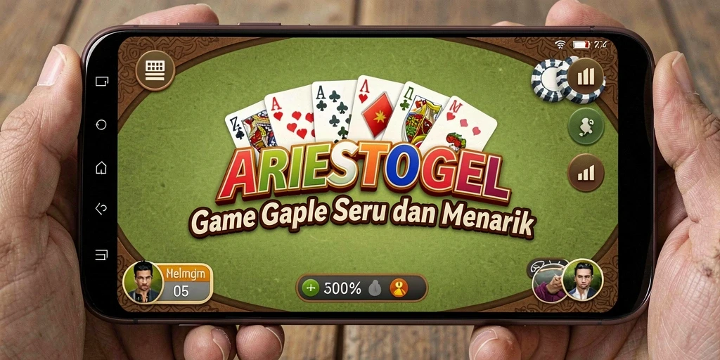 Screenshot utama ARIESTOGEL menampilkan gameplay seru game Gaple.