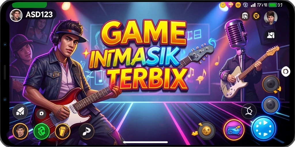 Tangkapan layar gameplay ASD123 yang menampilkan momen seru dalam permainan musik.