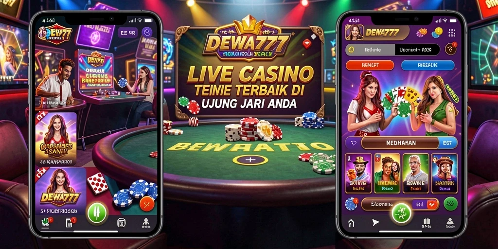 Screenshot gameplay DEWA777 menampilkan dealer langsung dan suasana kasino yang realistis.