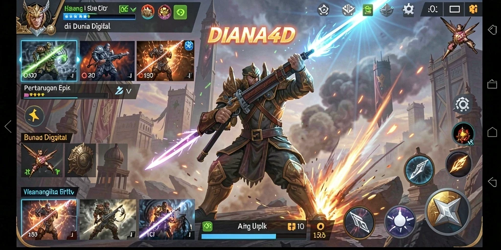 Gameplay DIANA4D yang intens dan mendebarkan di arena pertarungan.