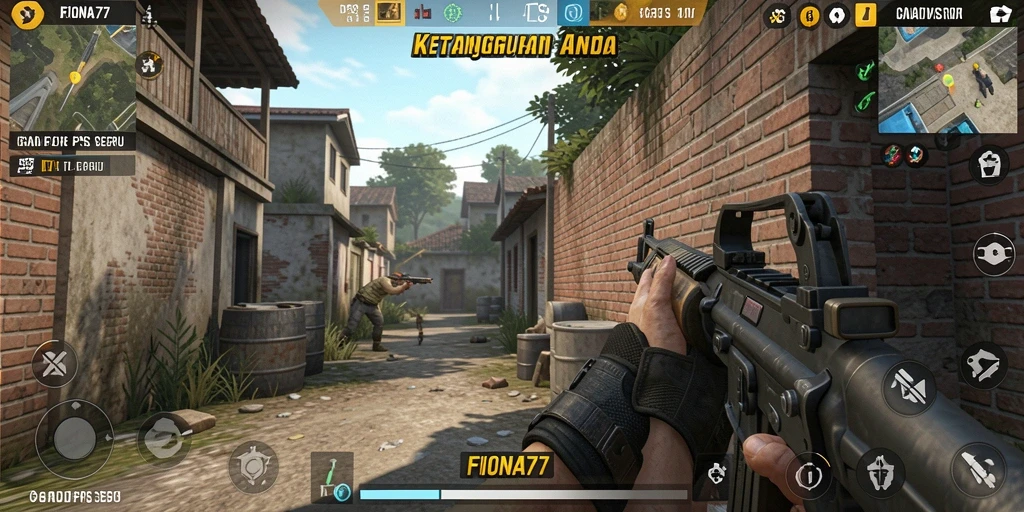 Screenshot gameplay FIONA77 dengan aksi baku tembak intens.