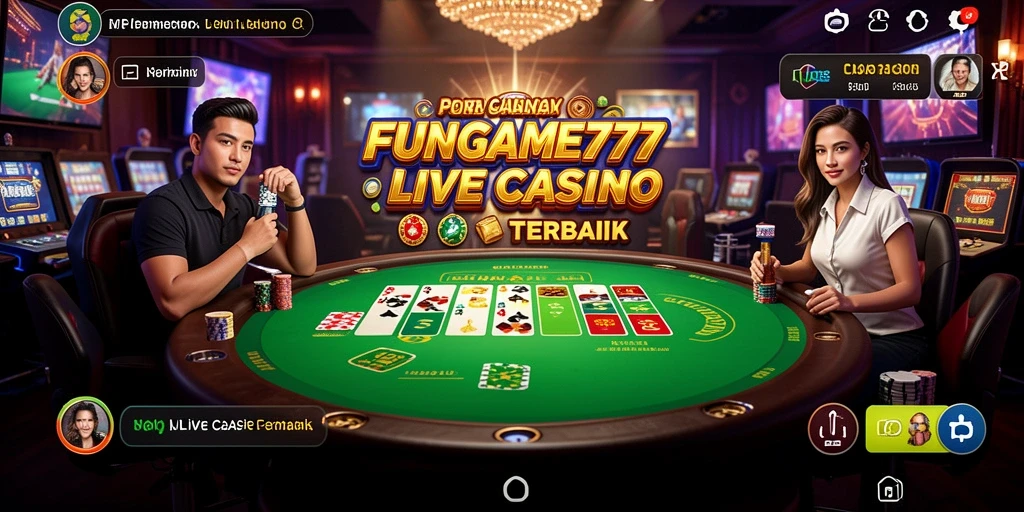 Screenshot menunjukkan dealer profesional dan suasana permainan Live Casino.