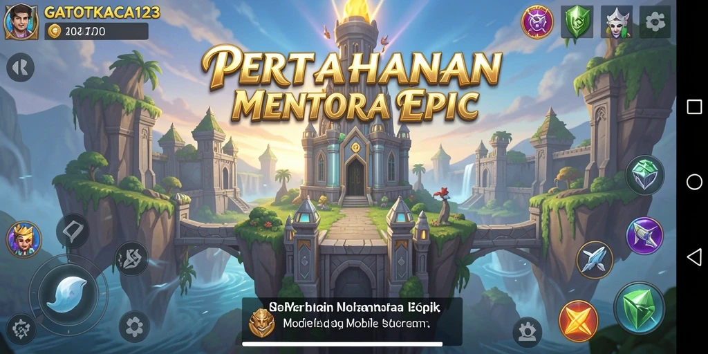 Screenshot GATOTKACA123 menampilkan aksi gameplay Tower Defense yang seru.