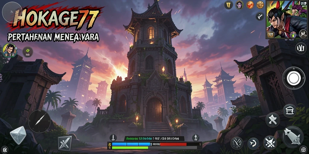 Tampilan gameplay menara pertahanan yang mendebarkan dan strategis.
