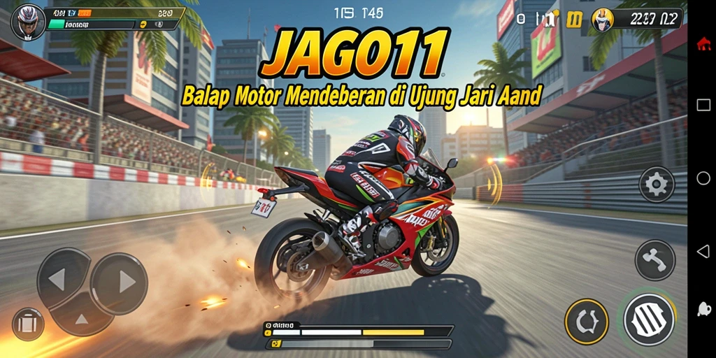 Gameplay JAGO11 yang seru dan mendebarkan saat balapan motor.