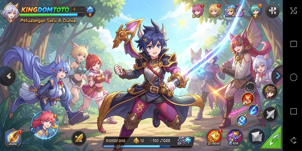 Tampilan utama gameplay KINGDOMTOTO yang menampilkan aksi seru karakter Anime.