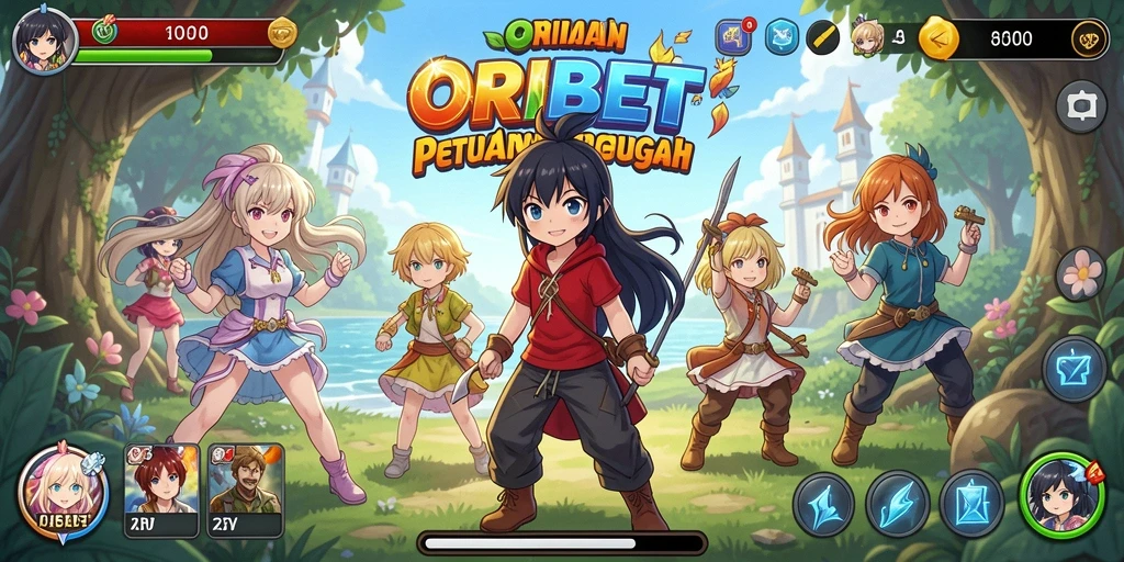 Screenshot dari gameplay ORIBET yang menampilkan aksi karakter Anime.
