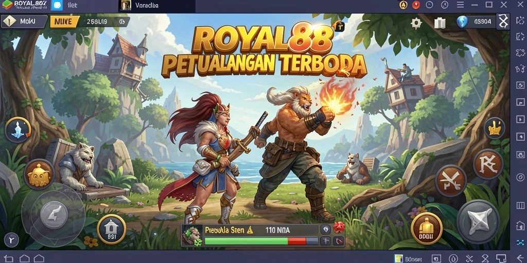 Screenshot menampilkan gameplay <strong>ROYAL88</strong> dengan eksplorasi terbuka yang mendalam.