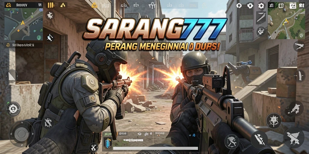 Tangkapan layar SARANG777 menampilkan aksi menegangkan dengan gameplay FPS.