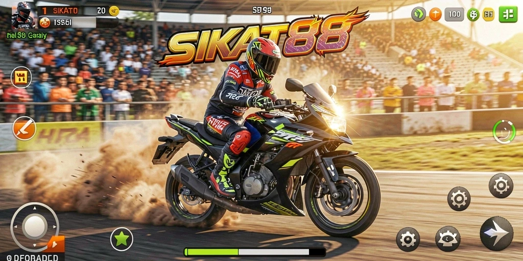 Tampilan berkendara balap motor yang mendebarkan di SIKAT88.