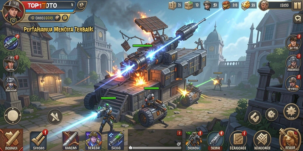 Tangkapan layar permainan menunjukkan aksi Tower Defense yang mendebarkan.