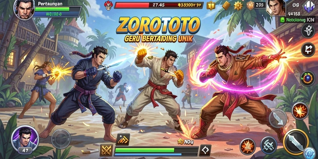 Screenshot ZOROTOTO menampilkan aksi pertarungan yang mendebarkan.